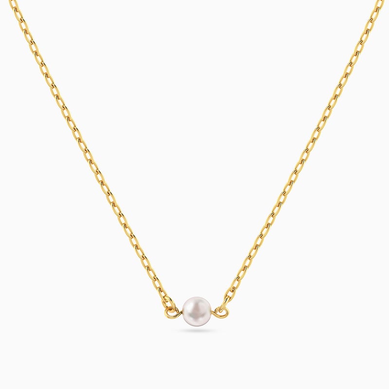 ميس أل'باي لازوردي سلسلة ذهب للأطفال عيار 14 قيراط مزينة بلؤلؤة - Image 1